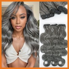 MYDIVA Salt And Pepper Grey Human Hair Bundles Body Wave Sew In Hair Extensions
