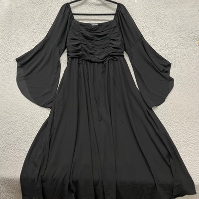 Scarlet Darkness Dress Womens XL Black Chiffon Bow Gothic Dark Fairy Vampire