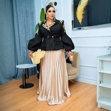 African Women Evening Ball Gown Blouse Top Long Skirt Sets 2 Piece Formal Dress
