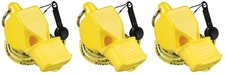 Fox 40 Classic CMG Safety 3-Chamber Pealess Whistle + Lanyard, Yellow (3-Pack)
