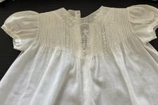 Vintage Baby Christening Gown Hand Embroidered Lawn with Full Slip