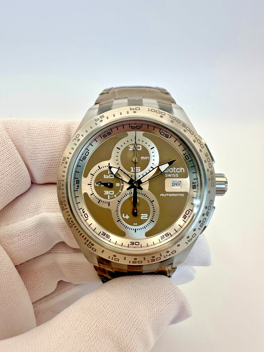 Swatch Right Track Grey Irony Automatic Chrono SVGK409 Rare 2000s