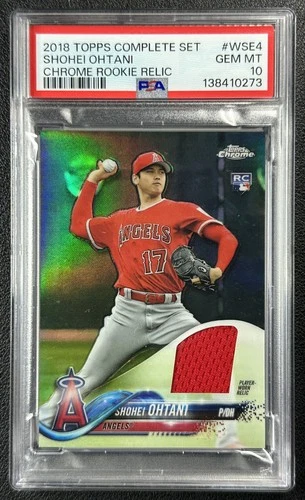 SHOHEI OHTANI PSA 10 2018 TOPPS #WSE-4 CHROME ROOKIE PLAYER WORN RELIC RC GEM