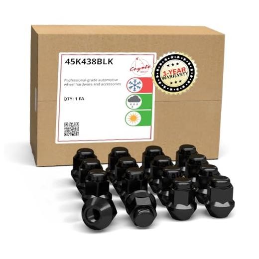 16 Pcs M10x1.25 Lug Nuts 10x1.25 Thread Bulge Acorn M10 x 1.25 Black 17mm Hex