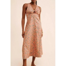 Madewell Stephanie Twist-Front Boho Vibe Midi Dress Floral Print 8 NEW $138