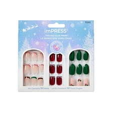 imPRESS Holiday Christmas Colors Holly Gift Set No Glue Manicure Press-On Nails