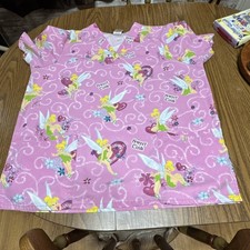 Disney Scrub Top Tinkerbell Pink Large