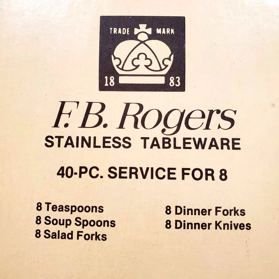 Servicio de 40 piezas para 8 - F.B. Cubiertos de acero inoxidable Rogers "OLde Plymouth" Foto 3 de 4