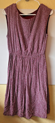Zara Basic Sleeveless Sheer Lined Polka Dot Midi Dress Burgundy Sz S Cottagecore