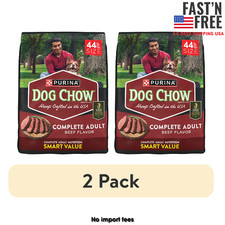 2 Bags Purina Dog Chow Complete Adult Dry Dog Food for Adult Dogs, 44 lb Bag