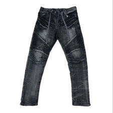 Pantalones de mezclilla ajustados Biker S elásticos negros botín de goteo usados