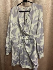 River Island Purple And White Mini Wrap Dress Size 12 (CF3)