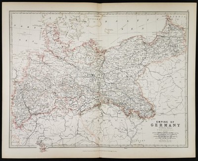 EMPIRE OF GERMANY 1876 Alexander Keith Johnston Original Map Handy Royal Atlas
