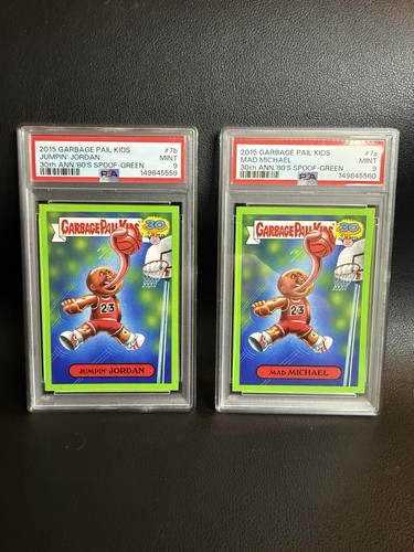 Jumpin Jordan & Mad Michael Sequential Green Variation Garbage Pail Kids PSA 9!