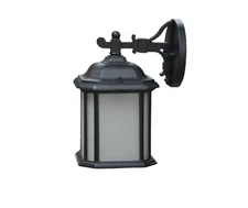 Paco 1-Light Frosted Glass Coach Light - Textured Black - Clean-Line Exterior