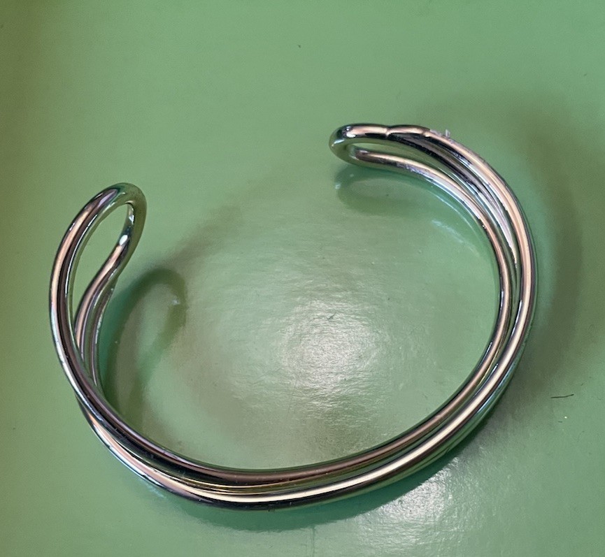 Minimalist Twisted Double Layer Bangle Open Cuff … - image 4