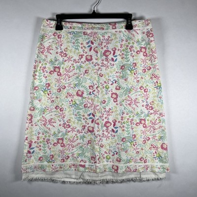 So Blue Sigrid Olsen Womens Size 10 Multi-Color Floral Cotton Knee Length Skirt