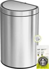 Semi-Round Motion Sensor Trash Can, 47 Liter Automatic Large Kitchen Trash Can