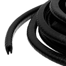 19.7 ft x 8mm x 6mm Rubber Edge Trim Guard with Metal Clips, Black