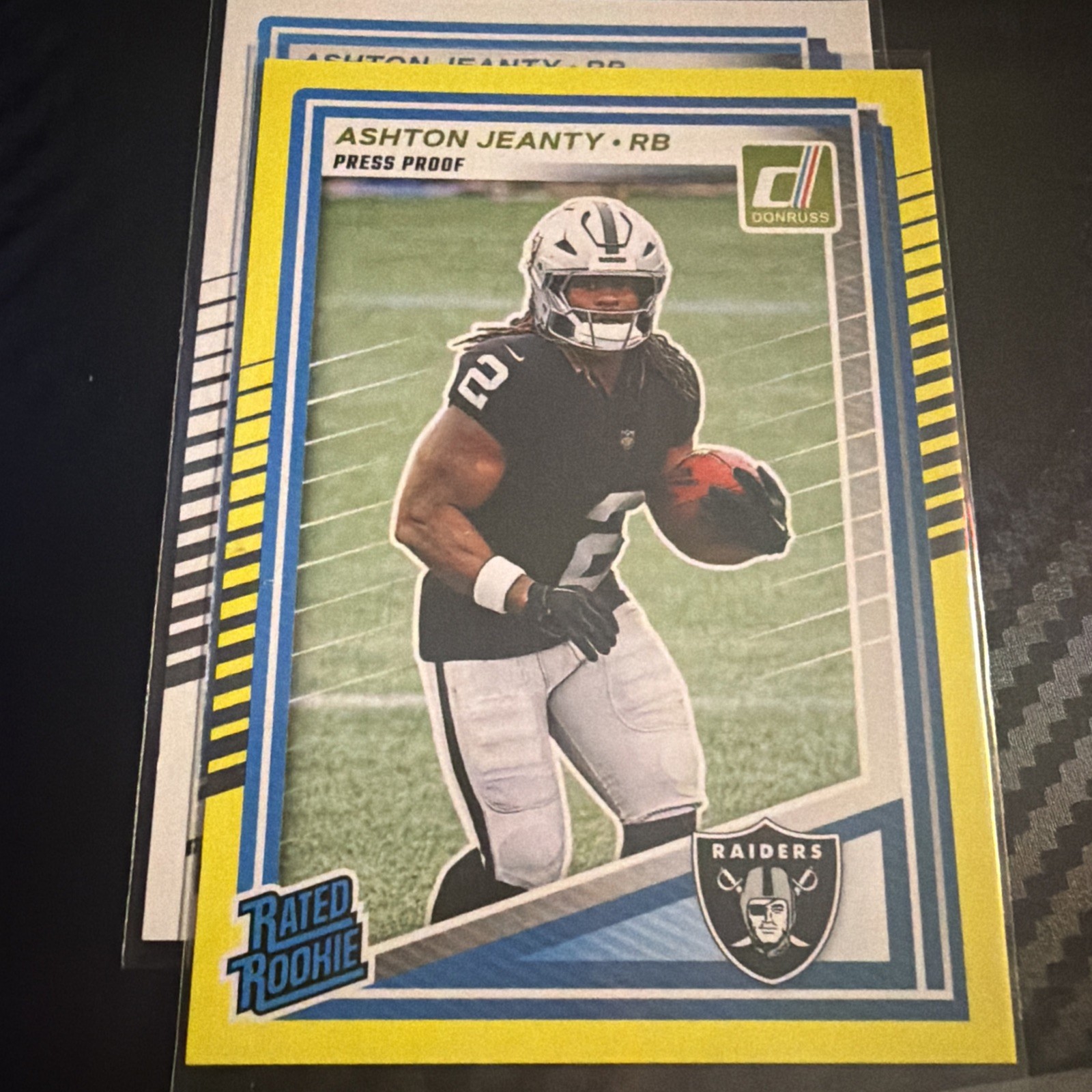 2025 Panini Donruss - Rated Rookie Ashton Jeanty #305 Press Proof Yellow (RC)