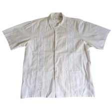 PLATOON Guayabera Pleated Button Down Short Sleeve Shirt XL
