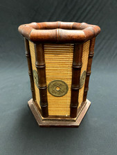 PORTA LUME IN BAMBU BASE IN LEGNO ALL'INTERNO SPECCHI X RIFLETTERE LUCE