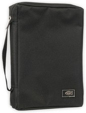 Christian Art Gifts Men or Women's Bible Cover Secure Zipper Jesus Fish, Black C