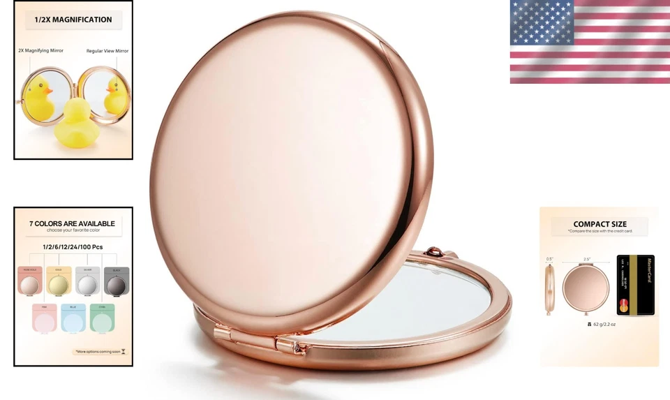 Double-Sided Magnifying Mirrors - Rose Gold, 12 Pack - Image 2 of 4