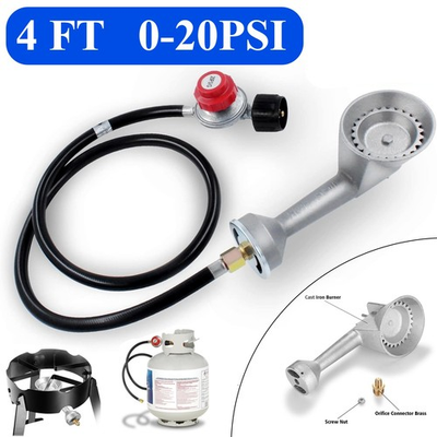 #ad 4 FT High Pressure Adjustable 20 PSI Propane Hose with Regulator amp; Burner Head $29.99