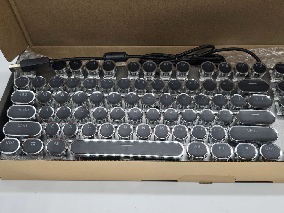 F2088 Typewriter Style Mechanical Gaming Keyboard Blue Switches,Rainbow LED B... - Image 2 of 4