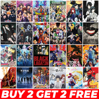 Retro Anime Poster A3 A4 Japanisch Manga Wandbild Cartoon Druck Sammlung Deko