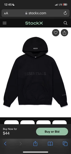Fear of God Essentials Felpa Nera con Cappuccio Uomo Medium FOG Essentials Felpa con Cappuccio M