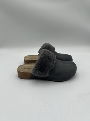 Josef Seibel Tonga 68 clogs in graphite gray faux fur trim Size 40