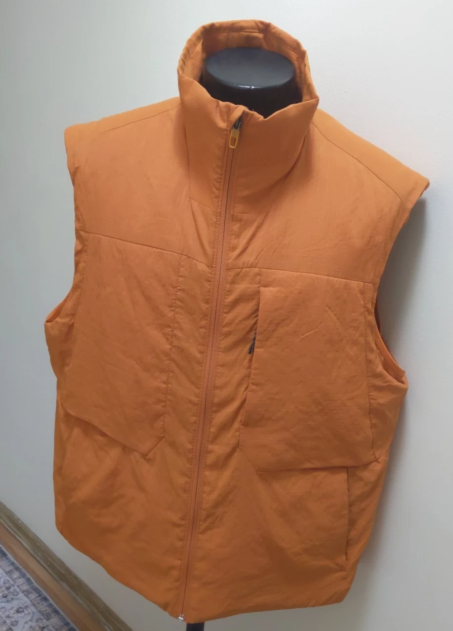 Lululemon Vest Mens Size XXL Orange Full Zip Sleeveless Insulated Hiking Packabl