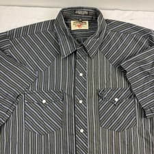Vintage Youngbloods Western Pearl Snap Adult Large Black Striped Cowboy 90s