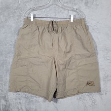 Nike Air Vintage 90s Mens XL Nylon Cargo Shorts Khaki Tan Embroidered