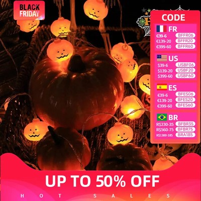 Halloween Lichterkette LED Kürbis Schädel Augapfel Kunststoff Beleuchtung Decor