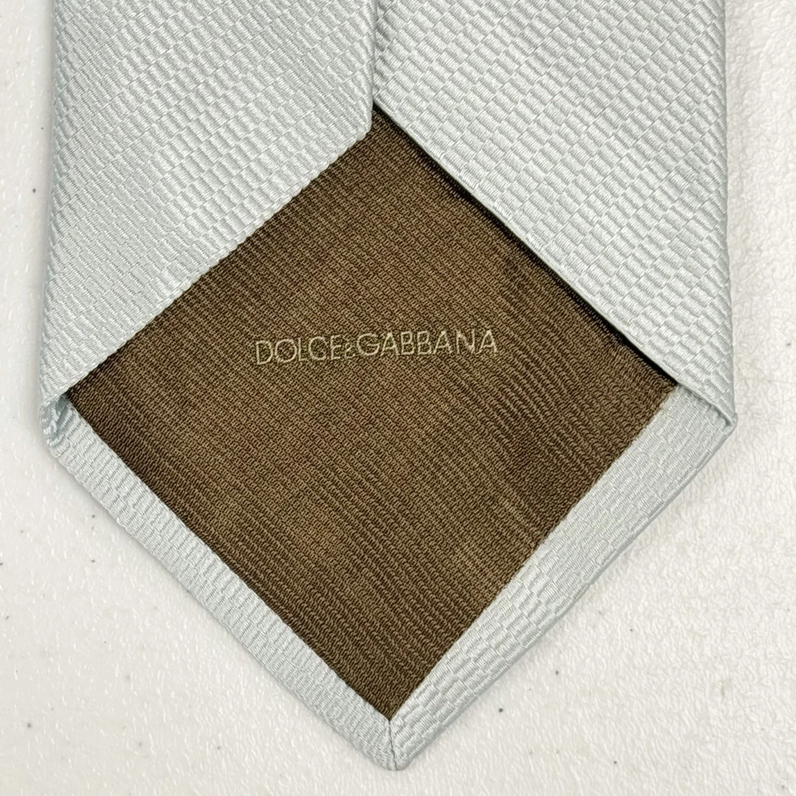 Dolce & Gabbana Italy Men's Frost Mint Blue Geometric Pattern Silk Jacquard Tie image 4