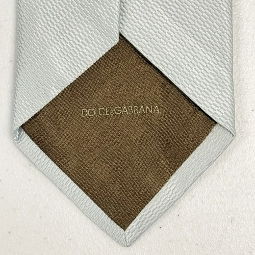 Dolce & Gabbana Italy Men's Frost Mint Blue Geometric Pattern Silk Jacquard Tie image 4