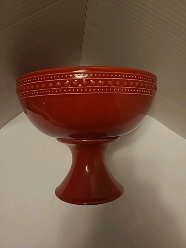 Sockel Keramik Servierschale Punkte rot Made in Portugal 9" breit x 7 1/2" hoch - Bild 6 von 8