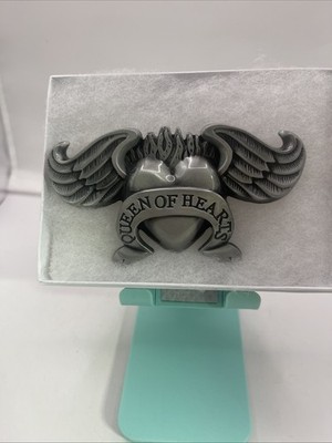 Vintage Tattoo Queen of Hearts Fire Angel Wings Biker Metal Belt Buckle