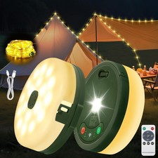 Camping String Light 4 in 1 Retractable 42ft Solar /USB Rechargeable 3600mAh ...