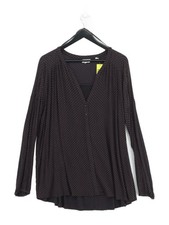 Fat Face Women's Blouse UK 20 Black 100% Viscose Long Sleeve V-Neck Basic