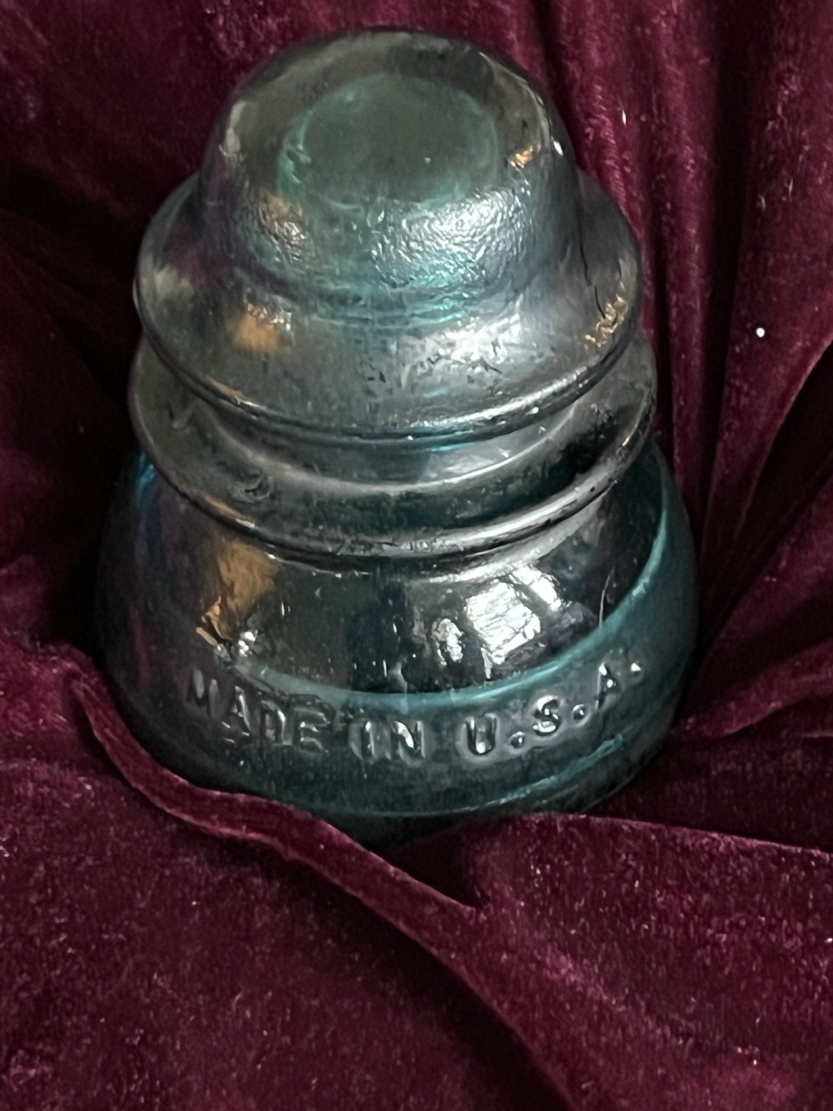 Vintage Antique Hemingray #42 Glass Telephone Telegraph Pole Insulator-Aqua-USA