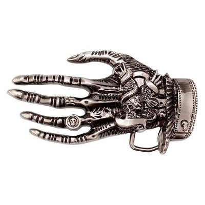 Skull Belt Buckle for Men, Punk Skeleton Hand Belt Buckle, Gothic Viking Skul...