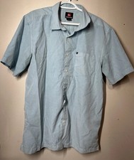 Vintage Quiksilver Casual Button Down Men Size L Blue Short Sleeve Collared