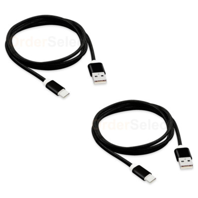 2X USB Type C Braided Charger Data Cable Cord for ZTE Imperial Max 2 / Zmax Pro