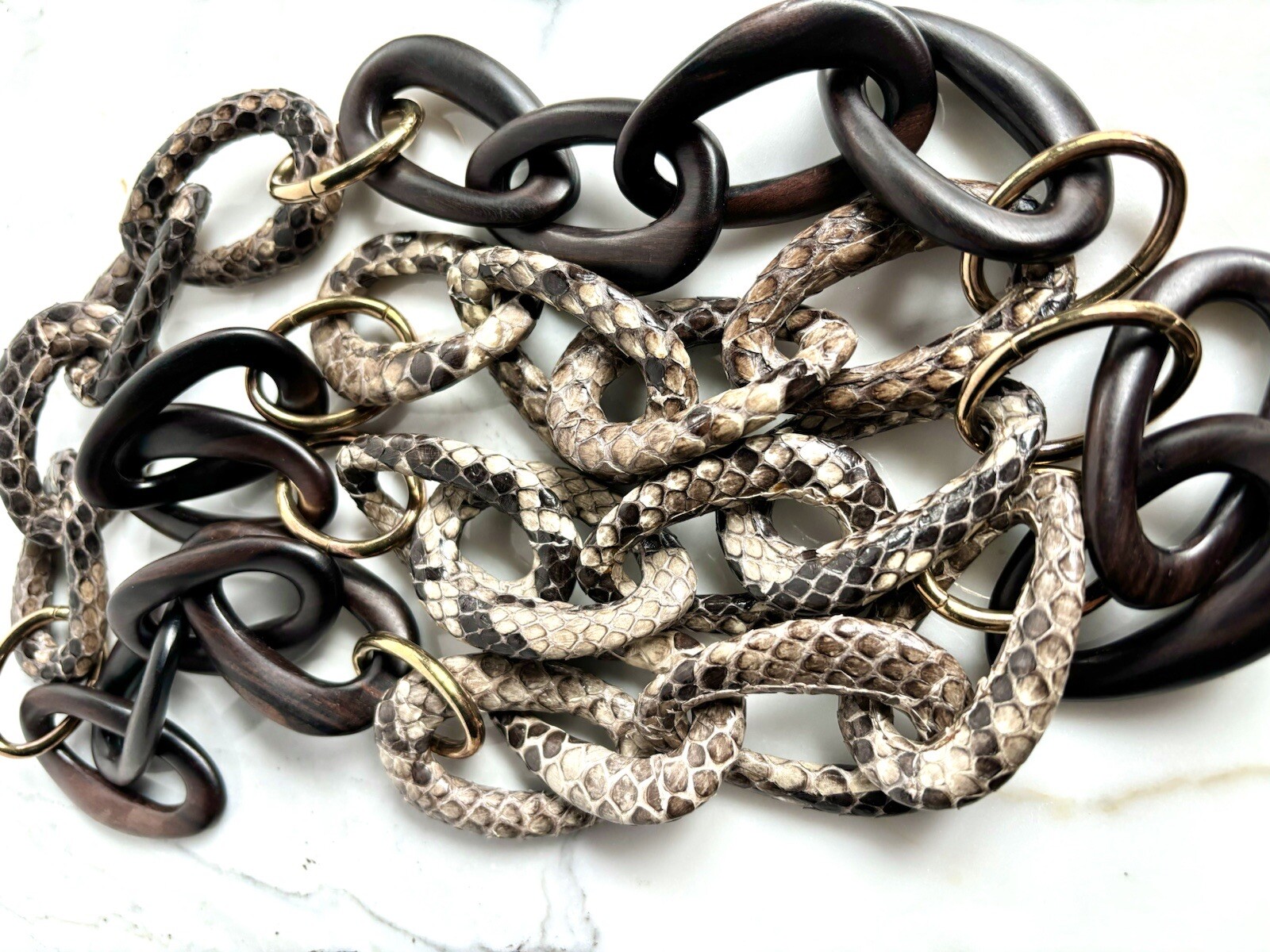 ITALIAN STERLING SILVER, PYTHON, EBONY LINK STATE… - image 4