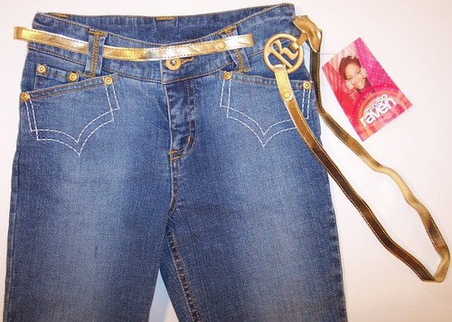 NWT That's So Raven Girl's Blue Jeans with Gold Belt, 8, $38 - Picture 2 of 3