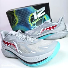Li-Ning - US 13 Men's Grey/Blue/White/Red  Basketball Boom - Sonic XII Shark NIB